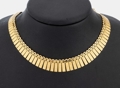 18 kt Gold Collier, GG 750/000, ca. 36.6 g,L. ca. 38 cm, verlaufend, Kastenschloß mit Sicherheitsacht