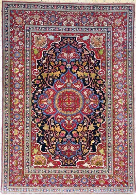 Esfahan"Ahmad"fein antik, Persien, um 1900,Wolle auf Baumwolle, ca. 203 x 142 cm, EHZ: 2-3