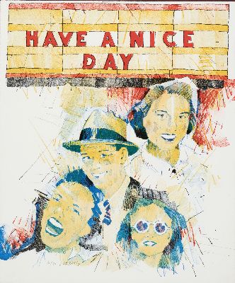 Wolfgang Loesche, geb. 1974 Gotha, Farbserigraphie, "Have an nice Day", Ed. 45/99, handsigniert und datiert 1998, hochwertig unter Glas ...