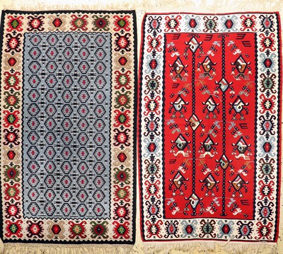 2 lot Kelim, Türkei, Ende 20.Jhd., Wolle auf Wolle, ca. 173 x 104 cm, EHZ: 2