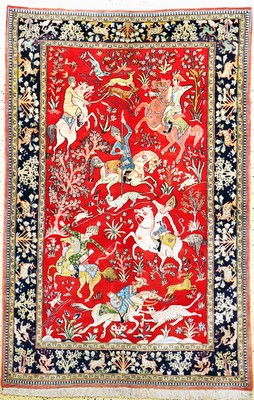 Ghom kork, Persien, Mitte 20.Jhd., Korkwolle mit Seide, ca. 210 x 137 cm, EHZ: 2