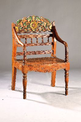 Armlehnstuhl aus markgräflichen Besitz des Fürstentum Baden, 18.Jh., aus der Markgrafenauktion 1995 (Sotheby's) im neuen Schloss Baden-Baden, ...