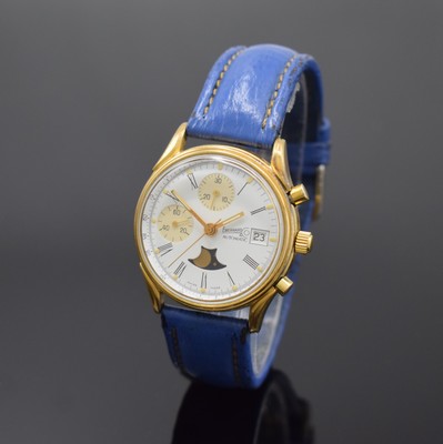 EBERHARD & CO auf 499 Stück limitierter Armbandchronograph, Schweiz um 1987, Automatik, verg. Geh. m. verschr. Stahlboden (m. Monogramm), weißes ...