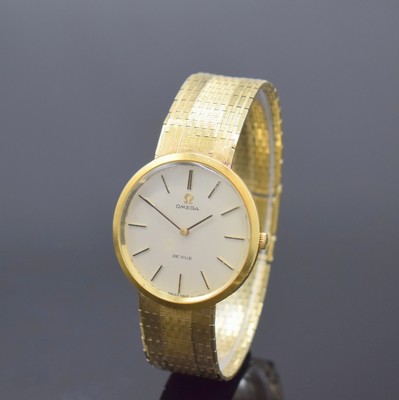 OMEGA De Ville Herrenarmbanduhr in GG 750/000 an neutralem GG 585/000 Band Referenz 111.067, Schweiz um 1968, Handaufzug, 2-teil. Gehäuse, Glasrand ...
