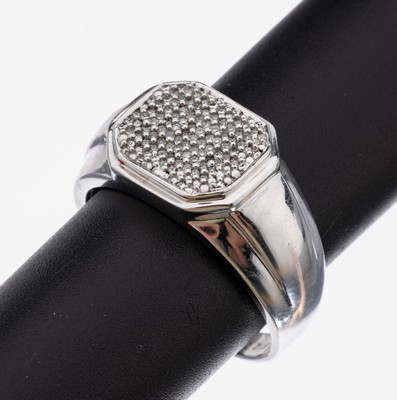 14 kt Gold Diamant-Ring, WG 585/000, 8/8- Diamanten zus. ca. 0.25 ct (grav.) Weiß/si-p, RW 70, ca. 8.4 g