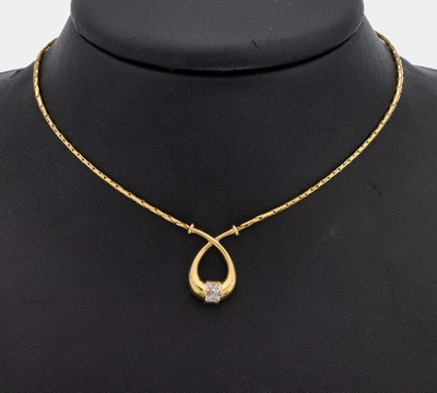 14 kt Gold Brillant-Collier, GG 585/000, 6 kl. Brillanten, ca. 7.7 g, L. ca. 41 cm, Karabinerschließe