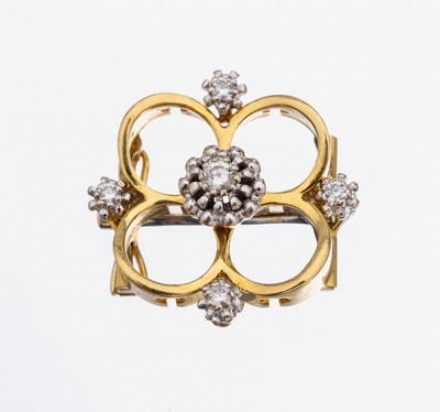 18 kt Gold Brillant-Kettenverkürzer, GG/WG 750/000, blütenförm., 5 Brillanten zus. ca. 0.35 ct Weiß/si, ca. 2.5 cm, ca. 11.4 g