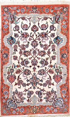 Esfahan fein, Persien, Ende 20.Jhd., Korkwolle mit und auf Seide, ca. 125 x 78 cm, EHZ: 2, kleine Flecken & Mottenfraß