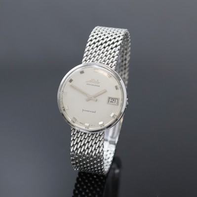MIDO OCEAN STAR powerwind Herrenarmbanduhr in Stahl Referenz 5067, Schweiz um 1970, Automatik, Monocoque-Geh. m. integr. Milanaiseband, silb. ...