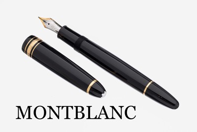 MONTBLANC Füller, Meisterstück, Korpus schwarzer Edelharz, Monturen Metall verg., Feder Stärke M, GG/WG 585/000, Gebr.-Spuren