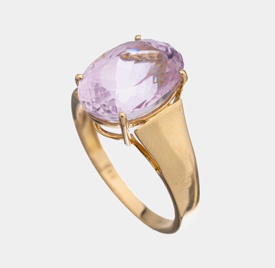 14 kt Gold Morganit-Ring, GG 585/000, ovalfacett. Morganit ca. 5.0 ct, RW 60, ca. 5.0 g