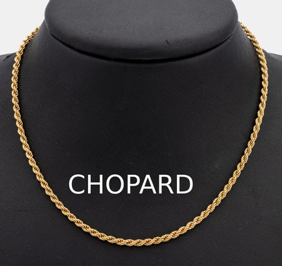 18 kt Gold CHOPARD Kette, GG 750/000, Kordelkette, L. ca. 60 cm, Karabinerschließe, ca. 17.8 g, sign.