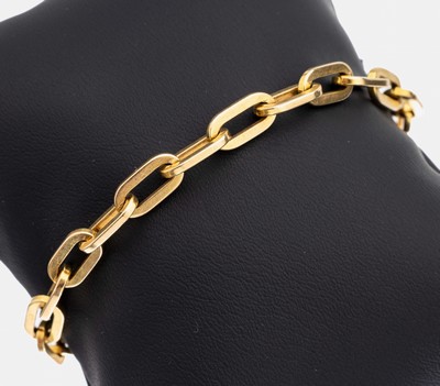 14 kt Gold Armband, GG 585/000, ovale Glieder, L. ca. 19 cm, Kastenschloss mit 2 Sicherheitsachten, ca. 17 g