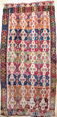 Aydin Kelim antik, Türkei, 19.Jhd, Wolle auf Wolle, ca. 322 x 161 cm, verkürzt, EHZ: 4