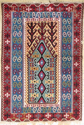 Obruk Kelim antik, Türkei, um 1900, Wolle auf Wolle, ca. 185 x 125 cm, EHZ: 3(kleine Löcher)