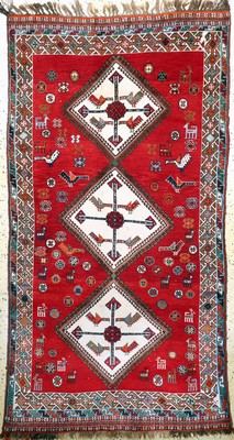 Ghaschgai fein alt, Persien, Anfang 20.Jhd,Wolle auf Wolle, ca. 250 x 135 cm, EHZ: 2-3