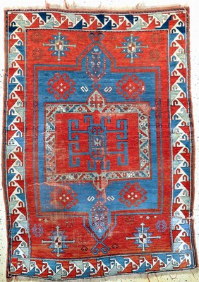 "Fachalo"Kazak antik, Kaukasus, 19.Jhd, Wolle auf Wolle, ca. 205 x 150 cm, EHZ: 4