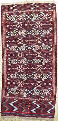 Sumakh alt, Turkmenistan, Anfang 20.Jhd, Wolle auf Wolle, ca. 200 x 100 cm, EHZ: 2-3(kleiner Riss am Rand).