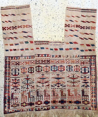 Ghaschgai"Pferde-Decke", Turkmenistan, Anfang 20.Jhd, Wolle auf Wolle, ca. 150 x 130 cm, EHZ: 2-3