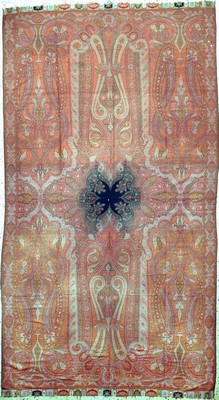 Kaschmir Schal, Indien, Anfang 20.Jhd, Wollstickerei, ca. 296 x 163 cm, EHZ: 2(kleineLöcher)