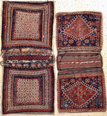 Afschar & Ghaschgai Tasche, Persien, um 1900, Wolle auf Wolle, ca. 140 x 65 cm & ca. 125 x 60 cm, EHZ: 2-3