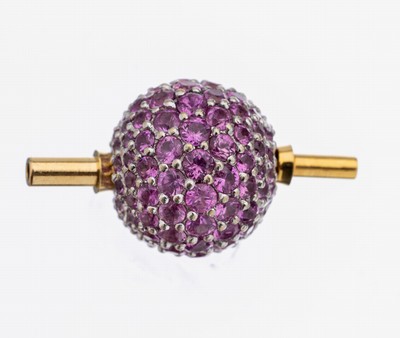 18 kt Gold Saphir-Wechselschließe, GG 750/000, rundfacett. Pinksaphire, D. ca. 10.4 mm, ca. 3.1 g