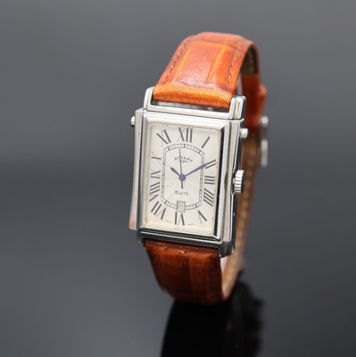 ROTARY Herrenarmbanduhr Serie Elite Referenz 10830 mit 2 Zifferblättern, Schweiz um 2005, quarz, ausklappbares Wendegeh. in Stahl inkl. orig. ...