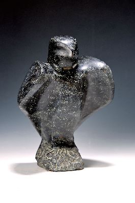 Theo Röhrig, 1940-2022, Vogel, Serpentin geschnitten, H. ca. 25cm