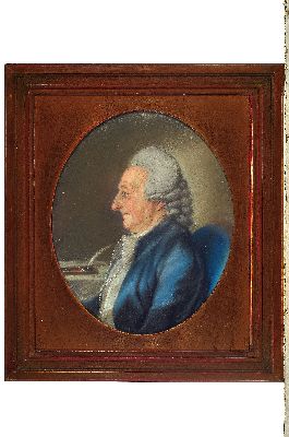 Zuschreibung: Ernst Christian Specht, um 1771-1806, Profilporträt des Hofrat Kästner, Pastell auf Papier, unsign., ovaler Bildausschnitt ca. ...