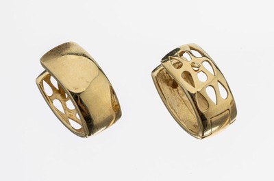 Paar 14 kt Gold Ohrcreolen, GG 585/000, schlicht, ca. 9.4 g