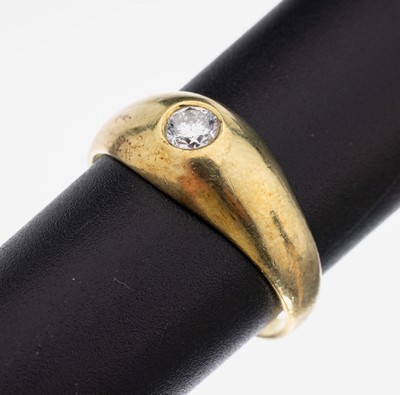 14 kt Gold Brillant-Ring, GG 585/000, Brillant ca. 0.33 ct Weiß/p 1, RW 66, ca. 5.4 g