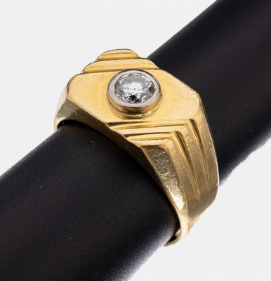 18 kt Gold Brillant-Ring, GG/WG 750/000, inWG gefasster Brillant ca. 0.45 ct Weiß/vs, RW 64, ca. 10.5 g