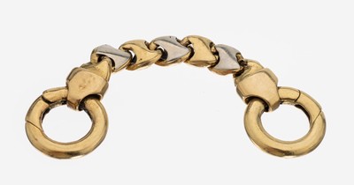 18 kt Gold Schlüsselanhänger, GG/WG 750/000, L. ca. 9 cm, 2 runde Klappschließen, ca. 18.6 g