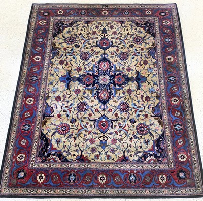 Täbriz antik Persien, signiert"Sadaghiani",ca. Um 1900 Jahre, Wolle auf Baumwolle, ca. 420 x 335 cm, EHZ: 3