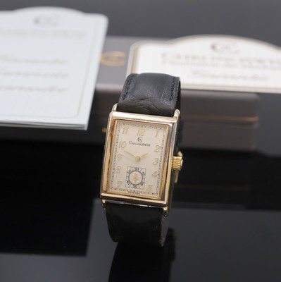 CHRONOSWISS / NUMA JEANNIN seltene, auf 999 Stück limitierte Armbanduhr, Handaufzug, verg. Sterlingsilbergeh. inkl. Lederband m. orig. Dornschl., ...
