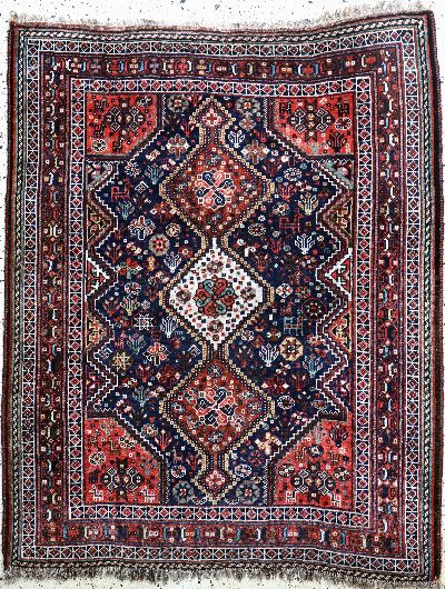 Ghaschgai alt, Persien, Anfang 20.Jhd, Wolle auf Wolle, ca. 155 x 122 cm, EHZ: 2-3