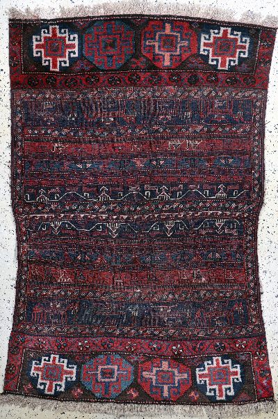 "Khorjin"antik(geöffnet), Persien, um 1900,Wolle auf Wolle, ca. 180 x 125 cm, EHZ: 3, (kleines Loch)