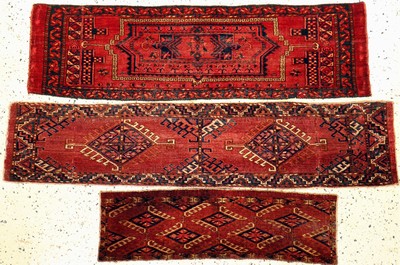 3 Lots Torba antik, Turkmenistan, 19.Jhd, Wolle auf Wolle, ca. 155 x 40 cm, EHZ: 3-4