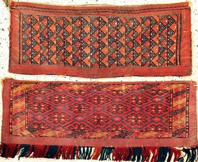 2 Lots Torba antik, Turkmenistan, 19.Jhd, Wolle auf Wolle, ca. 95 x 35 cm, EHZ: 3