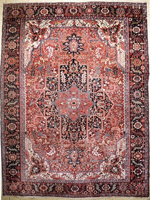 Heriz alt, Persien, Anfang 20.Jhd, Wolle auf Baumwolle, ca. 396 x 294 cm, Mottenfraß, EHZ: 3