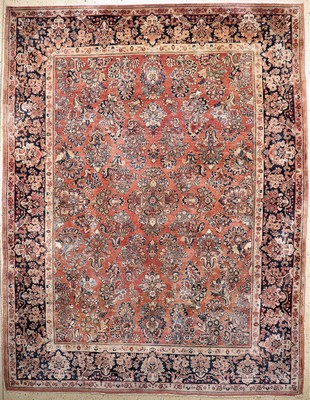 Us Re-Import Sarogh antik, Persien, um 1900, Wolle auf Baumwolle, ca. 350 x 273 cm, EHZ: 2, (Eck leicht beschädigt).