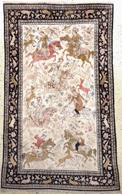 Ghom Seide, Persien, Mitte 20.Jhd, reine Naturseide, ca. 215 x 137 cm, verfärbt, EHZ: 2