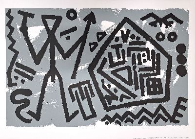 A.R. Penck, 1939 Dresden-2017 Zürich, Space of the Eagle, Farbserigraphie auf Bütten von 1981, Ed. Galerie Michel Werner Köln, ca. 76x107cm