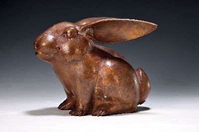Gernot Rumpf, 1941 Kaiserslautern - 1925, Hase mit angelegten Ohren, monogrammiert, num. 9/25, Gießerstempel, signiert, ca. 17x24x13 cm