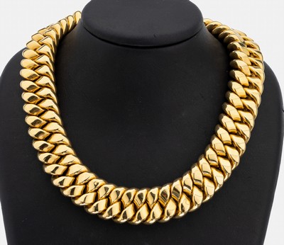 18 kt Gold Collier, GG 750/000, schwere Verarbeitung, L. ca. 45 cm, Kastenschloss mit Sicherheitsacht, ca. 200 g