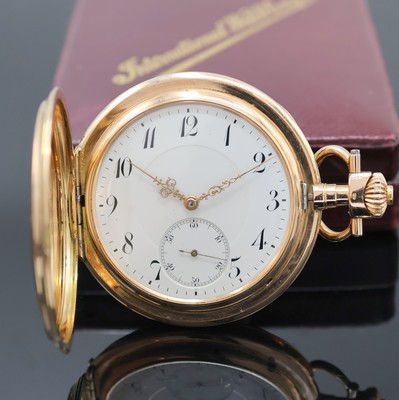 IWC Herrensavonette in RoseG 585/000, Schweiz um 1911, glattes 3-Deckel Goldgeh., Sprungdeckel m. Monogramm, Rückdeckel m. Gravur, Cuvette m. ...