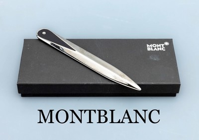 MONTBLANC Brieföffner, aus der Life Style Line, schlicht, Ende mit Ledereinlage, L. ca. 20 cm, mit orig. Etui