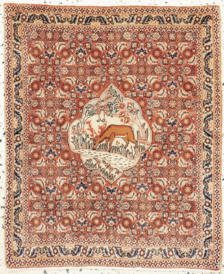 Bidjar Kork fein, Persien, Anfang 20.Jhd, Korkwolle auf Baumwolle, ca. 85 x 70 cm, EHZ:(nahezu neuwertig).