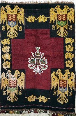 Karakalpak"Wappenteppich", Uzbekistan, Mitte 20.Jhd, Wolle auf Wolle, ca. 202 x 142 cm, (mehrere Bahnen), EHZ: 2