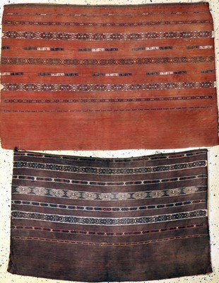 2 Lots AK-Tschowal antik, Turkmenistan, um 1900, Wolle auf Wolle, ca. 120 x 80 cm, EHZ: 3